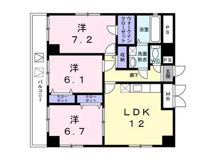 イル ソーレ パラッツオ(3LDK/5階)の間取り写真