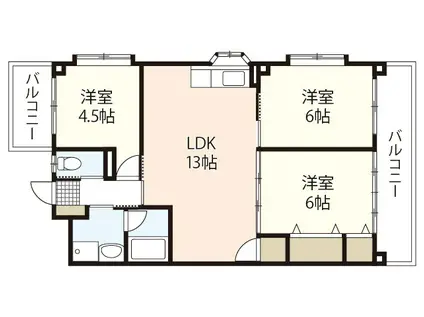 ブルージュ下中野(3SLDK/1階)の間取り写真