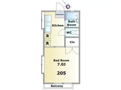 M&Kハイツ(1K/2階)の間取り写真