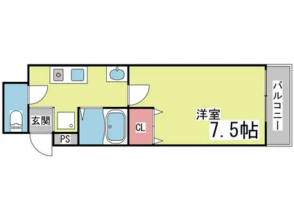 グランディア ミ・アモーレ六甲道(1K/4階)の間取り写真