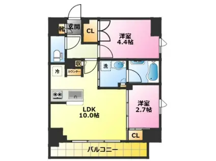 ブリリアイスト武蔵小杉(2LDK/7階)の間取り写真