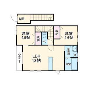 リーブルファイン東五城(2LDK/2階)の間取り写真