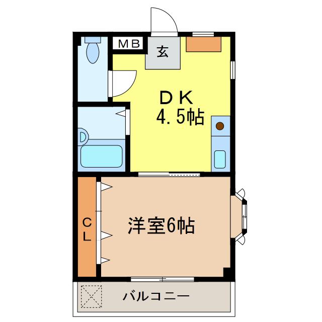 カミニート667(1DK/2階)の間取り写真