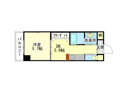 ペパーミント(1DK/1階)の間取り写真