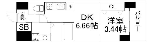クローバー・グランデ今里(1LDK/2階)の間取り写真