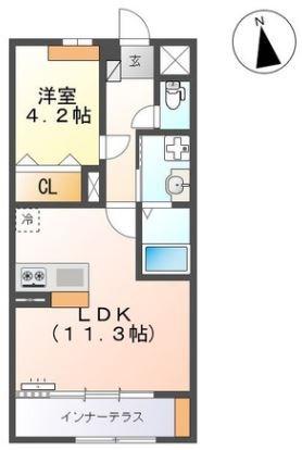 ソラーレ鳥栖(1LDK/1階)の間取り写真