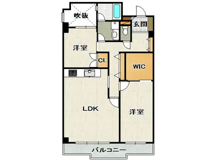宝塚コートハイツ(2LDK/3階)の間取り写真