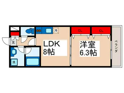 ラ・メールK(1LDK/1階)の間取り写真
