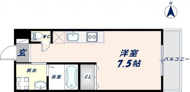 リビングライフ長瀬(1K/3階)の間取り写真