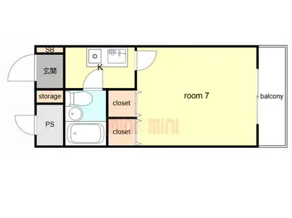 アーバンエース西神戸パル(1K/3階)の間取り写真