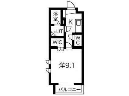 バロン御幸町(1K/2階)の間取り写真