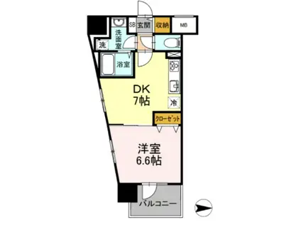 D-ROOM早稲田(1DK/2階)の間取り写真