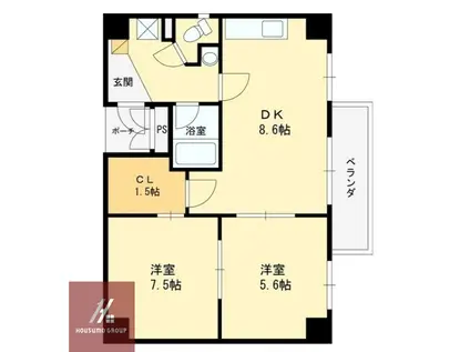 シティコートブラン(2DK/11階)の間取り写真