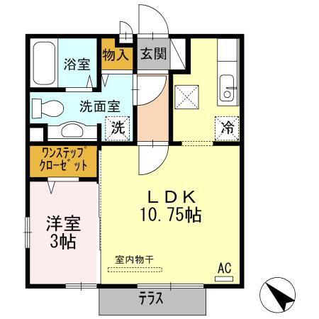 ブリエヴェール都(1LDK/1階)の間取り写真