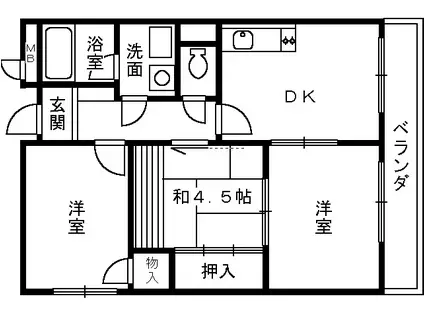メゾン松ノ浜(3DK/3階)の間取り写真