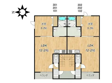 ATLAS(1LDK/1階)の間取り写真