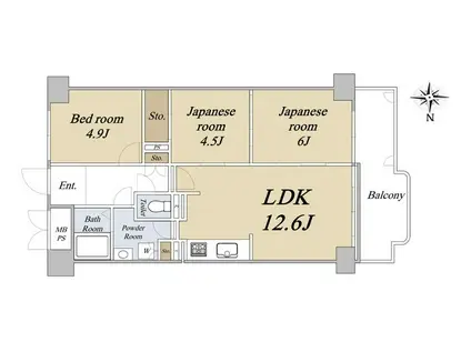 ラポルテ西館(3LDK/11階)の間取り写真