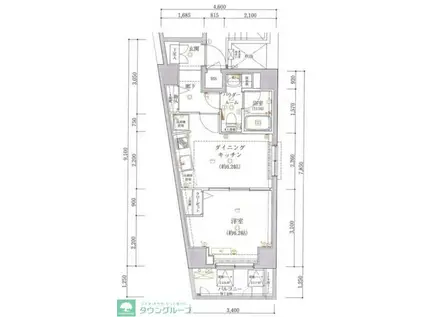 ARTESSIMO FORTE(1DK/2階)の間取り写真