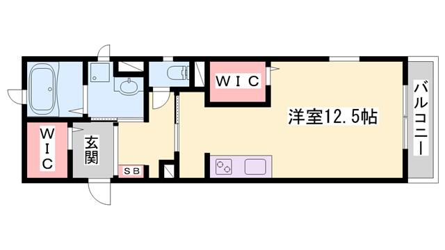 ルミエール野添(1K/2階)の間取り写真