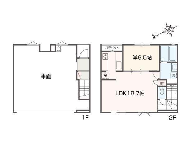CASA GARAGE FIORIRE II(1LDK/1階)の間取り写真