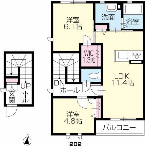 プロヌーブウエスト(2LDK/2階)の間取り写真