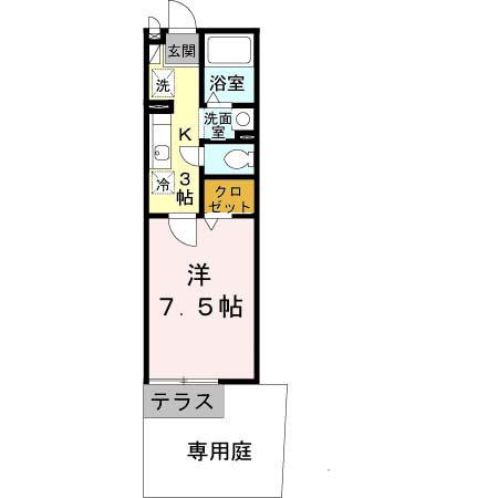 アーク西町(1K/1階)の間取り写真