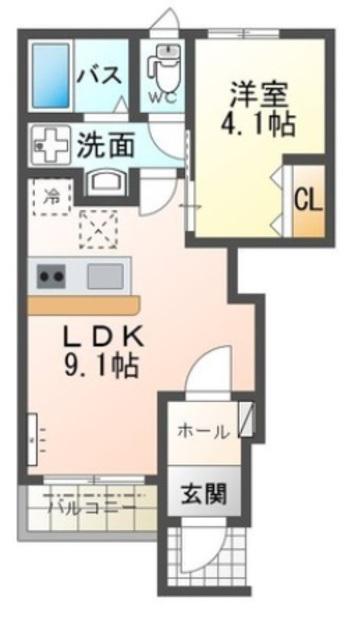 RIO MUND(1LDK/1階)の間取り写真