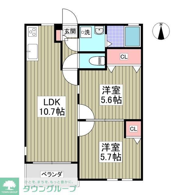 パークアベニュー若泉(2DK/1階)の間取り写真