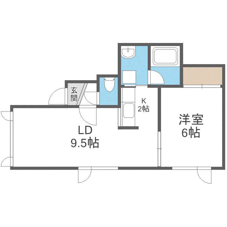 AT BRUNCH陽だまりと彩り(1LDK/1階)の間取り写真