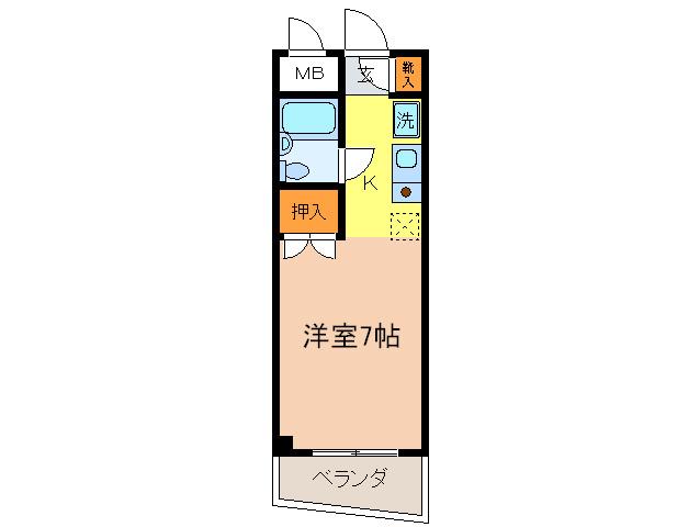 シャンヴェール加園(1K/3階)の間取り写真