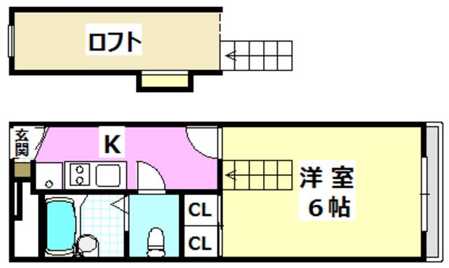 竹橋町アパート(1K/1階)の間取り写真