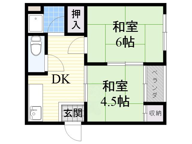 茜マンション(2DK/1階)の間取り写真