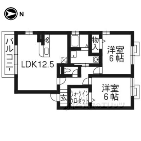 ドゥースフレール77(2LDK/1階)の間取り写真