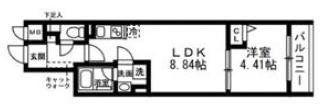 SOLASIA RESIDENCE 武蔵小山(1LDK/2階)の間取り写真