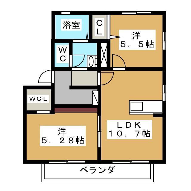 ドミール志太 A(2LDK/2階)の間取り写真