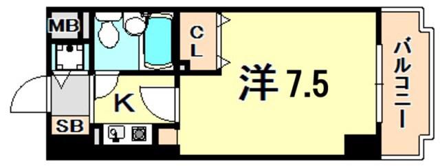 ライオンズマンション三宮東第2(1K/9階)の間取り写真