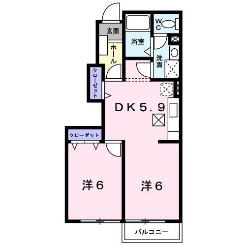 メゾンサンパティーク(2DK/1階)の間取り写真