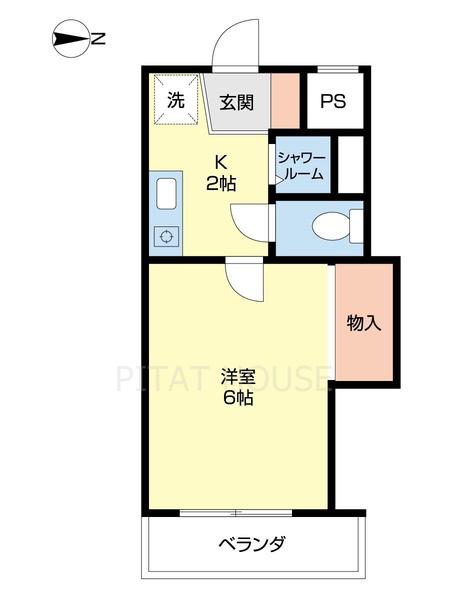 ラヴニール(1K/2階)の間取り写真