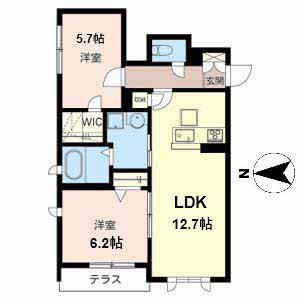 ベントメリディオナーレ(2LDK/1階)の間取り写真