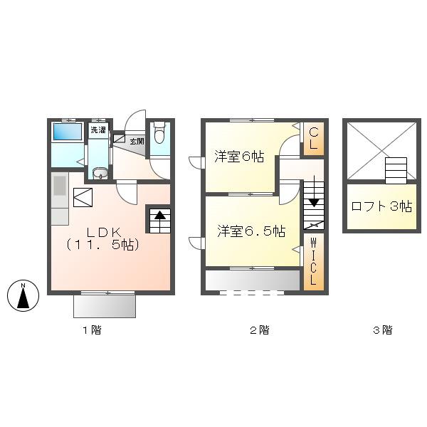 メゾネットいわい(2LDK/1階)の間取り写真