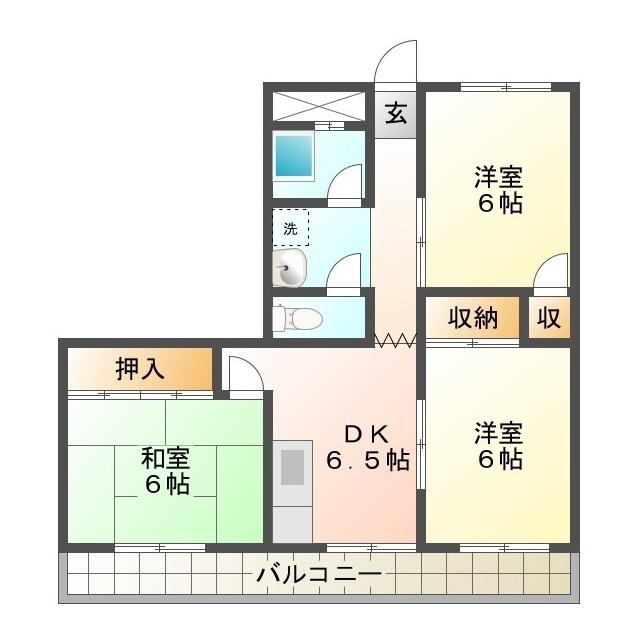 ドゥナーレ津新町(3DK/5階)の間取り写真