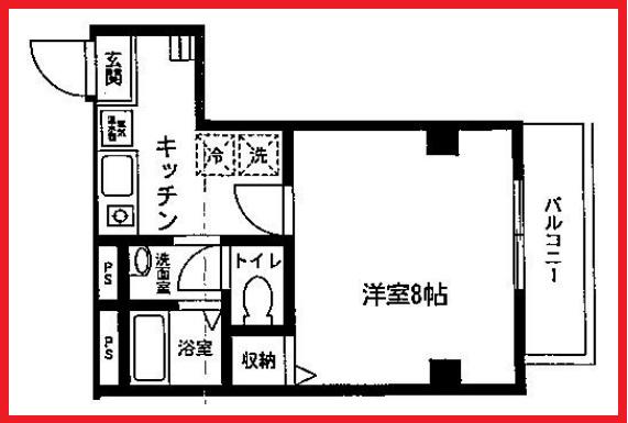 ワイズフラット入谷(1K/3階)の間取り写真