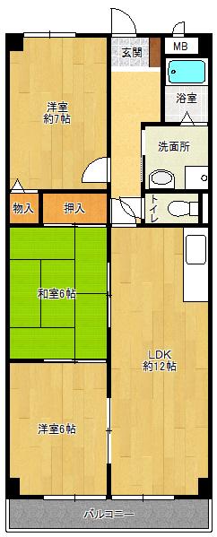 メゾンヴェール中尾I(3LDK/5階)の間取り写真
