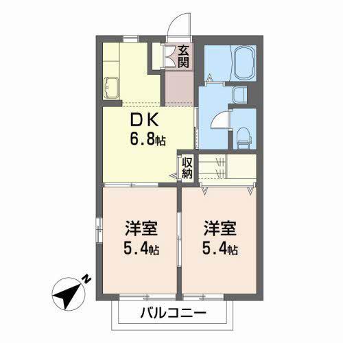 グランドゥール レーブ(2K/2階)の間取り写真