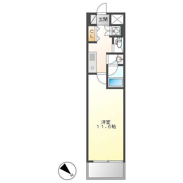 CASAα名駅南(1K/5階)の間取り写真