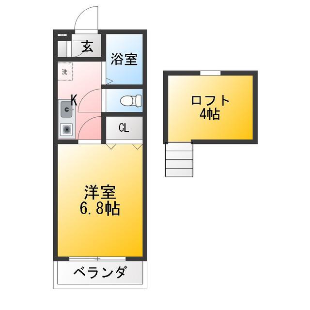 コア・フォーレストタウンI(1K/2階)の間取り写真