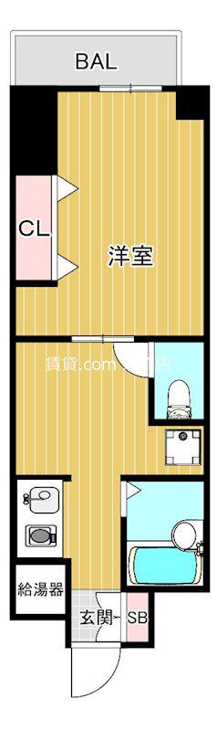 YKマンション(1DK/7階)の間取り写真