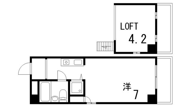 メインステージ芦屋茶屋之町(1K/4階)の間取り写真
