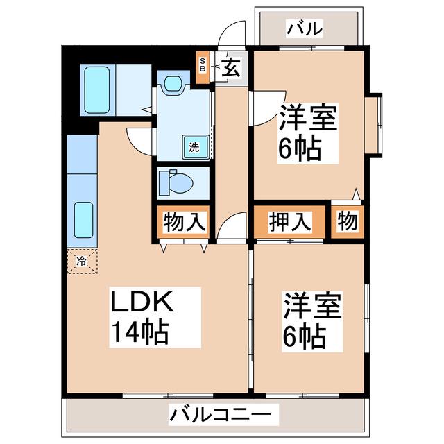 M・ソレイユ(2LDK/2階)の間取り写真
