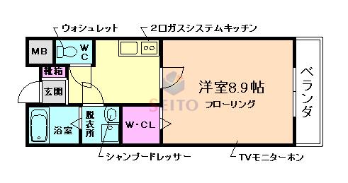 ジョイーレ(1K/3階)の間取り写真